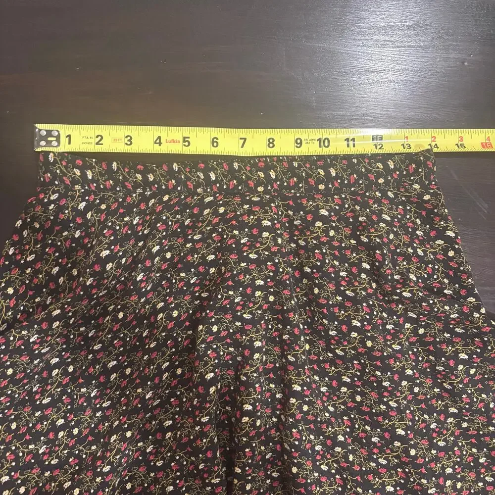 Denim & Supply Ralph Lauren Black Ditsy Floral Print Cottagecore Mini Skirt Sz M - Picture 6 of 7